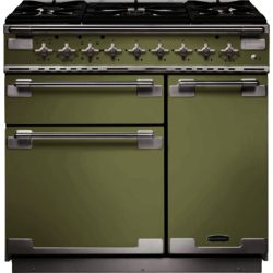 Rangemaster Elise 90cm Dual Fuel 108450 Range Cooker in Olive Green